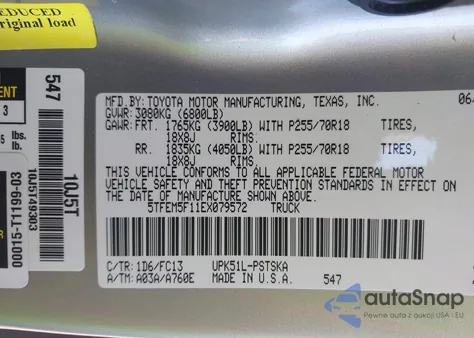 2014 Toyota Tundra Sr5 4.6L V8 z USA, uszkodzony, nr VIN 5TFEM5F11EX079572